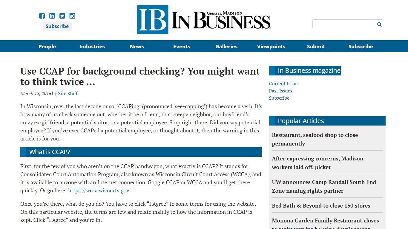 Use CCAP for background checking? You might want to think twice