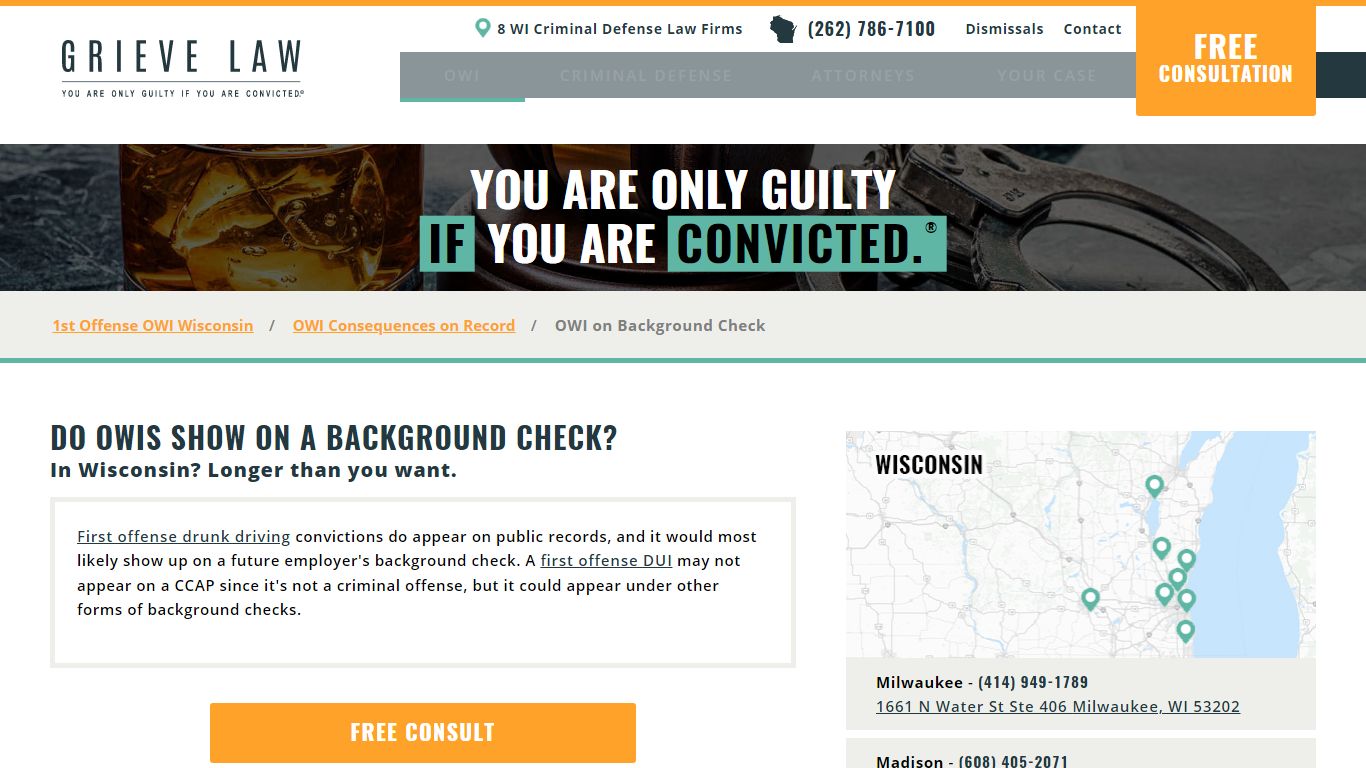 Do Wisconsin OWIs show up on a background check? - Grieve Law